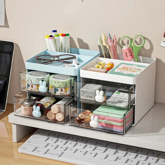 Drawer Type Desktop Storage Box, Multifunctional Desk Organizer, Perfect for Storing Business Cards, Phones, Stationery and Cosmetics