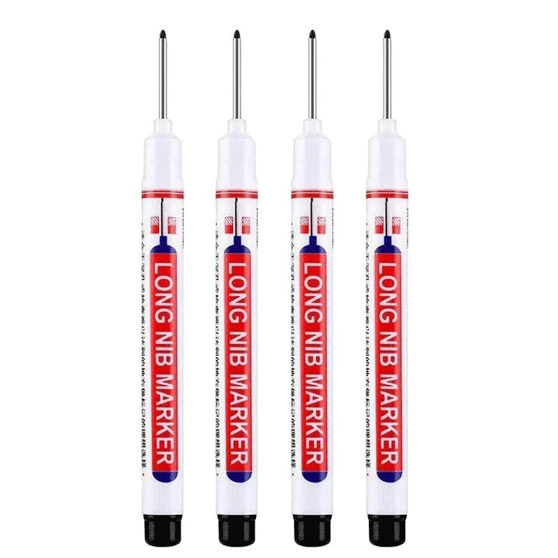 4Pcs/Set 20mm Deep Hole Long Nib Markers, Waterproof Permanent Pen for Metal, Drilling, Bathroom, Woodworking & Decoration, Multi-Purpose