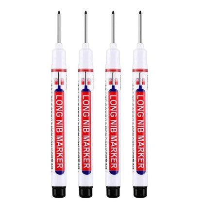 4Pcs/Set 20mm Deep Hole Long Nib Markers, Waterproof Permanent Pen for Metal, Drilling, Bathroom, Woodworking & Decoration, Multi-Purpose