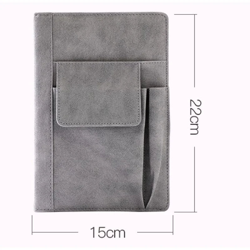 A5 Refillable Leather Journal Notebook, Hardcover, 200 Pages Thick Paper, Ideal for Students & Office Stationery