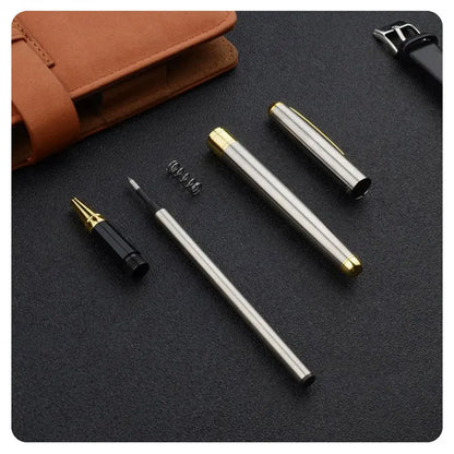 High-Quality Stainless Steel Ballpoint Pen, Business Signature Pen, Refillable Design, Ideal Stationery for Office & School Use