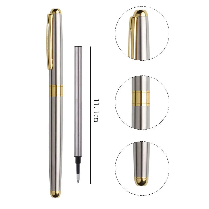 High-Quality Stainless Steel Ballpoint Pen, Business Signature Pen, Refillable Design, Ideal Stationery for Office & School Use