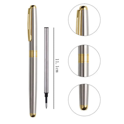 High-Quality Stainless Steel Ballpoint Pen, Business Signature Pen, Refillable Design, Ideal Stationery for Office & School Use