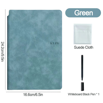 A5 Erasable Whiteboard Notebook, Leather Cover Portable Draft Notebook, Reusable Writing Board Desktop Memo Pad