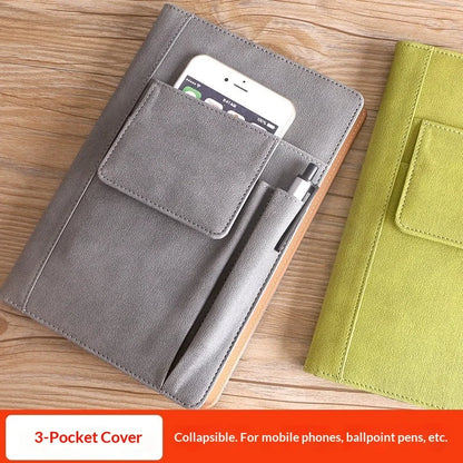 A5 Refillable Leather Journal Notebook, Hardcover, 200 Pages Thick Paper, Ideal for Students & Office Stationery