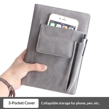 A5 Refillable Leather Journal Notebook, Hardcover, 200 Pages Thick Paper, Ideal for Students & Office Stationery