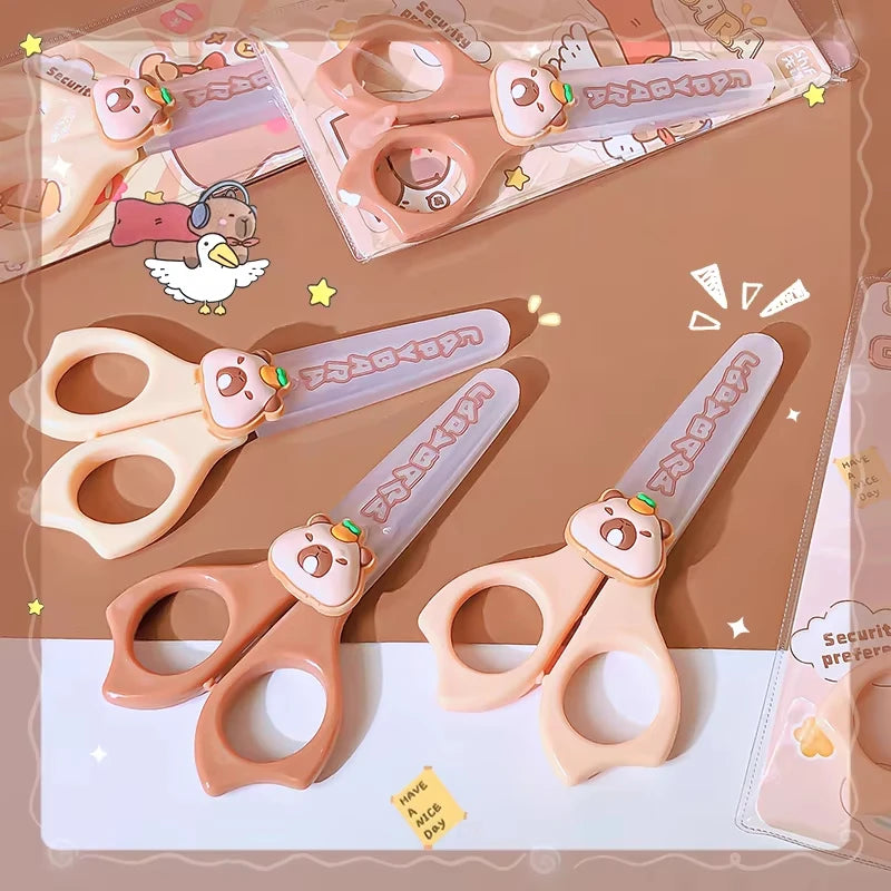 Cute Capybara Craft Scissors, Mini Safety Scissors for Kids, Practical Back to School Stationery, Ideal for DIY and School Projects