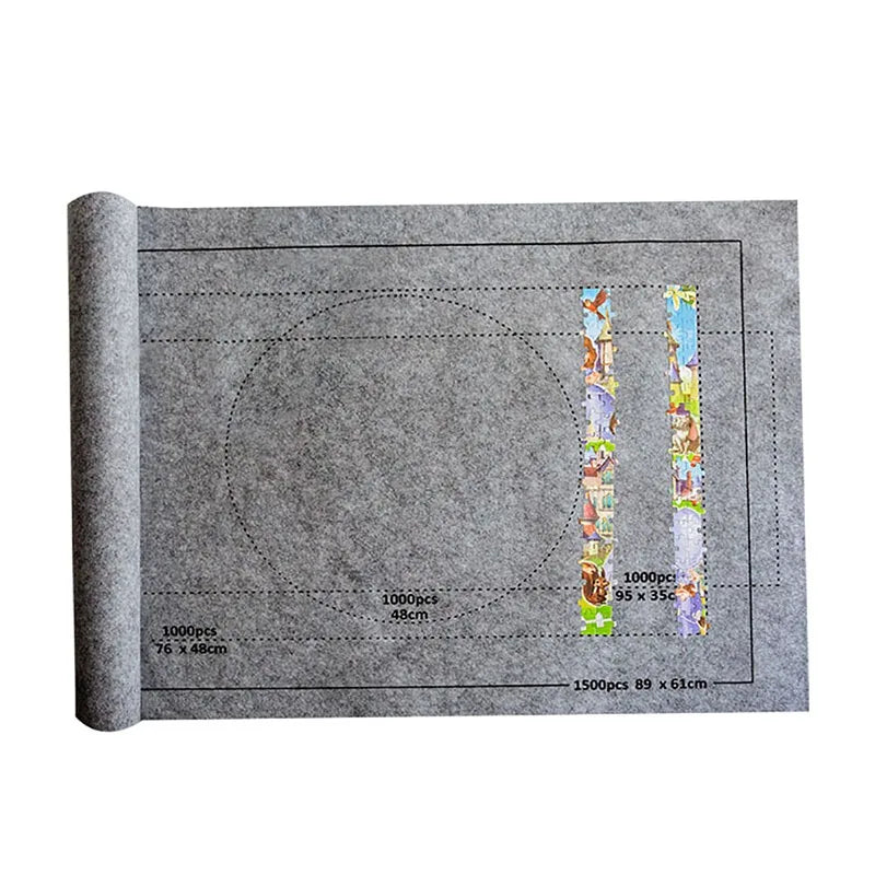 Jigsaw Puzzle Roll-Up Felt Mat – Puzzle Pad & Play Blanket Fits Up To 1500 Pieces, Portable Puzzle Storage Accessory (Mat Only)