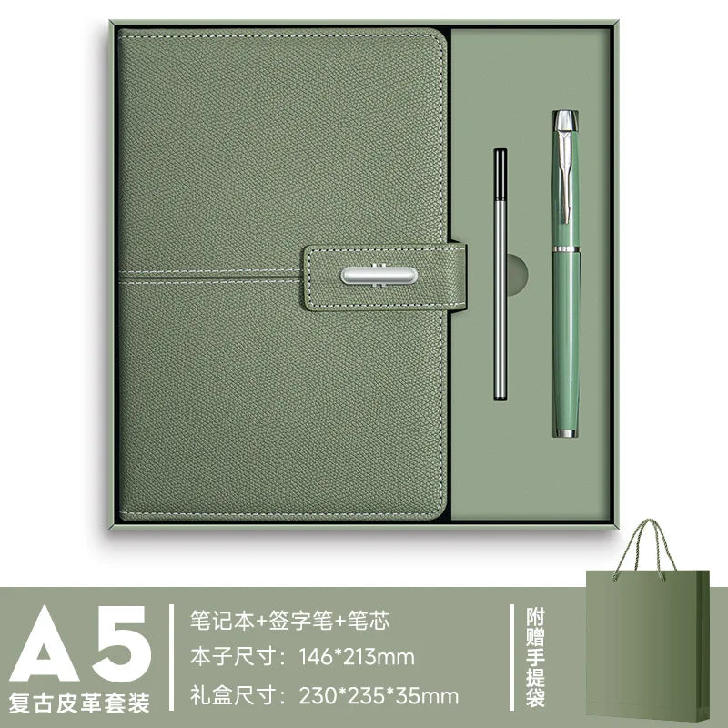 Elegant High-End Business Notebook Gift Box, Leather Journal with Pen, Premium Office Diary for Corporate Gifts