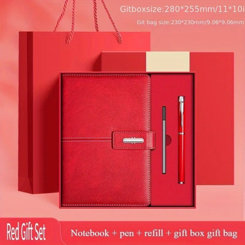 Elegant High-End Business Notebook Gift Box, Leather Journal with Pen, Premium Office Diary for Corporate Gifts