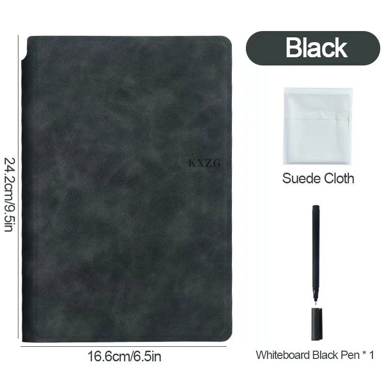 A5 Erasable Whiteboard Notebook, Leather Cover Portable Draft Notebook, Reusable Writing Board Desktop Memo Pad