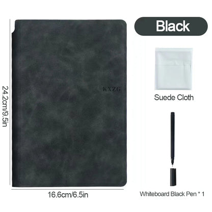 A5 Erasable Whiteboard Notebook, Leather Cover Portable Draft Notebook, Reusable Writing Board Desktop Memo Pad