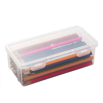 Large Capacity Clear Plastic Storage Box, Portable Stationery & Pencil Case, Multifunctional Desktop Organizer for Office & School Supplies