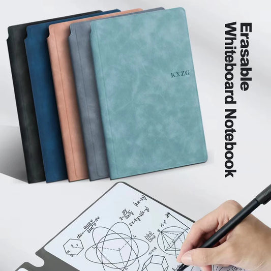 A5 Erasable Whiteboard Notebook, Leather Cover Portable Draft Notebook, Reusable Writing Board Desktop Memo Pad