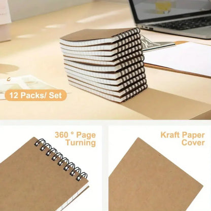 6/12 Pocket Notebooks, Spiral Bound Notepads, Office Style Mini Notebooks, Lined Memo Pads for Home, College & School Use