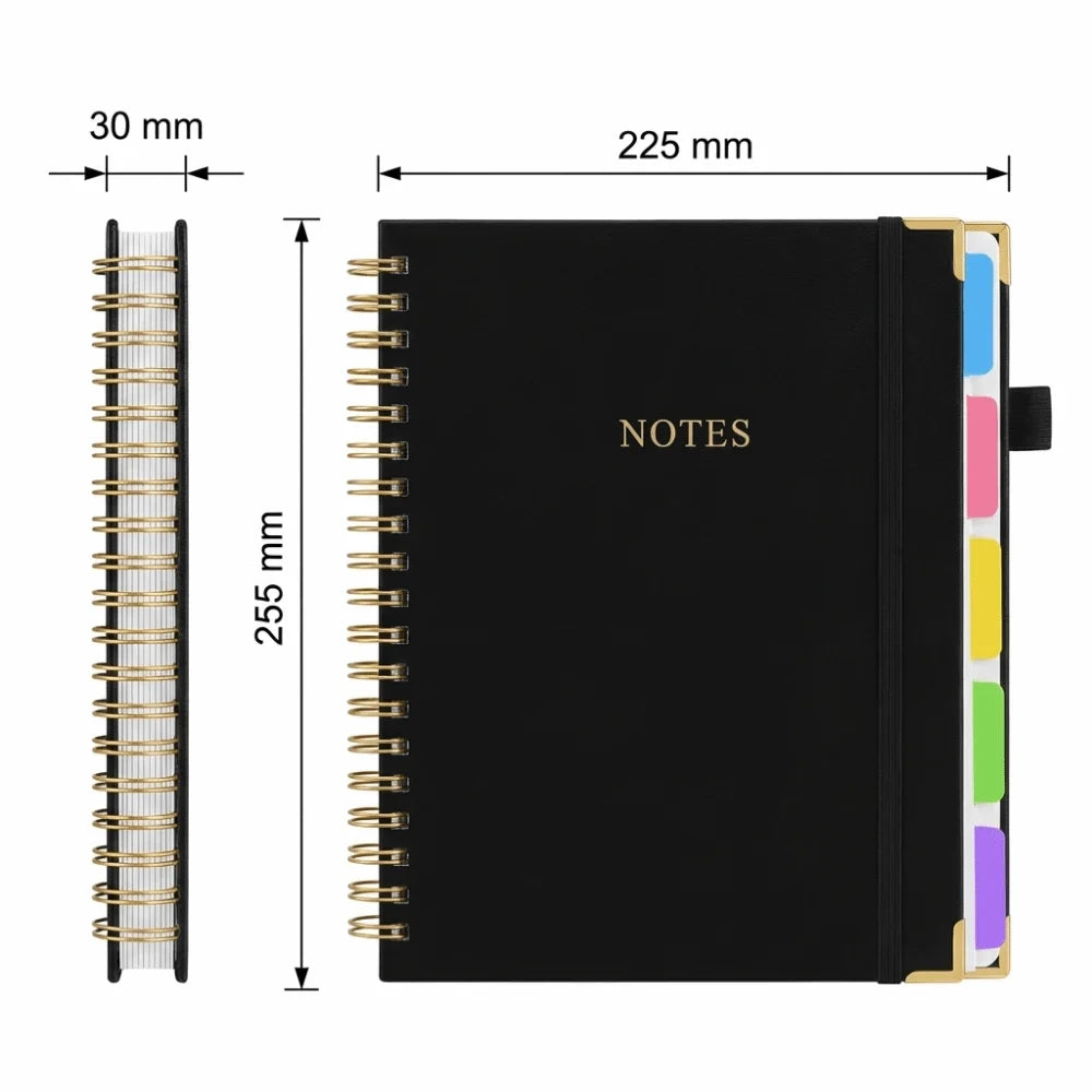 300 Pages PU Leather Business Notebook, Metal Twin Coil Binding, 360° Foldable Design, Thick Ink-Proof Writing Paper