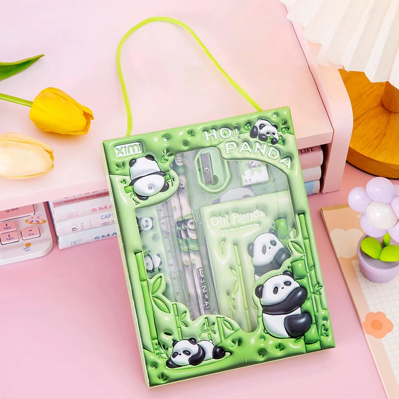 6-in-1 3D Cartoon Stationery Set, Portable Kids Learning Gift Box, Practical Study Supplies for Students