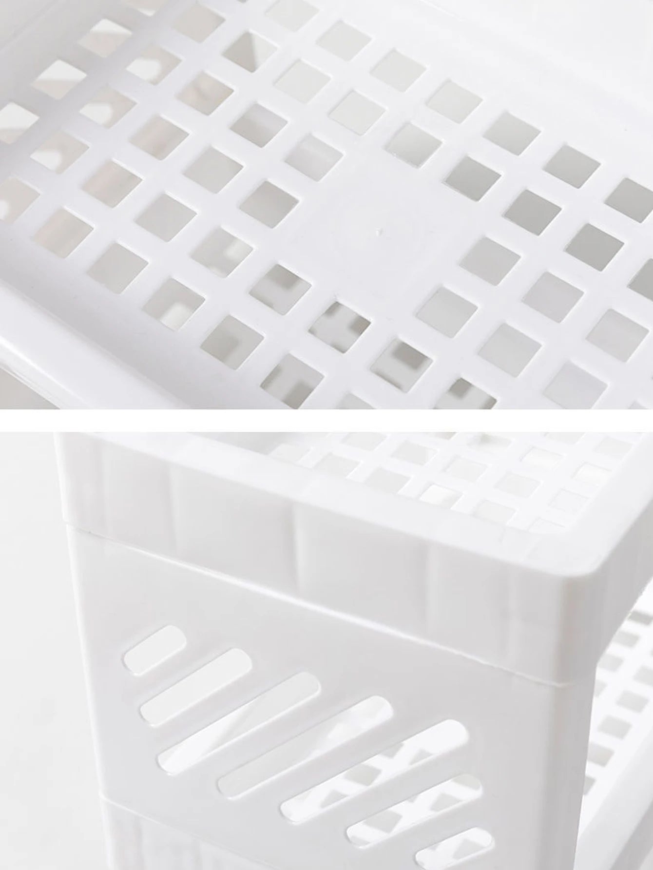 Double-Layer PP Desktop Storage Rack, White Rectangular Desk Organizer, Multi-Purpose Storage for Student Stationery, Office Supplies & Cosmetics