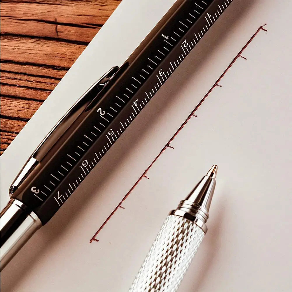 7-in-1 Multifunctional Pen, Capacitive Touch Screen Stylus with Screwdriver, Ruler, Spirit Level & Refillable Ballpoint Pen Tool