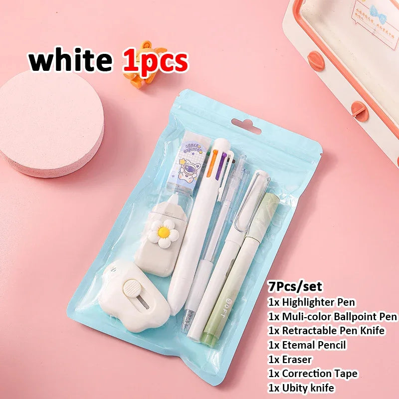 7-in-1 Stationery Set, Back to School & Birthday Gift, Including Pencils, Eraser, Correction Tape, Ideal School Prize for Kids & Office Use