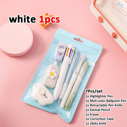 7-in-1 Stationery Set, Back to School & Birthday Gift, Including Pencils, Eraser, Correction Tape, Ideal School Prize for Kids & Office Use