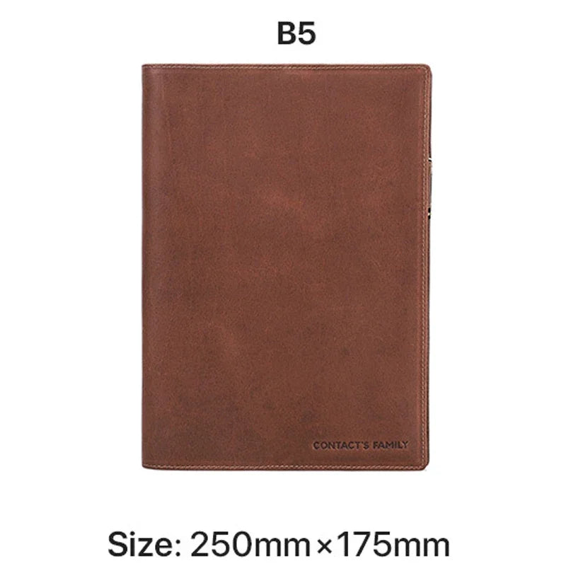 A5/B5 Genuine Leather Laptop Notebook Cover, Handmade with Pen Slot, Business & Office School Stationery
