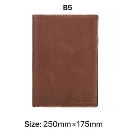 A5/B5 Genuine Leather Laptop Notebook Cover, Handmade with Pen Slot, Business & Office School Stationery