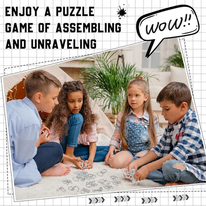 Metal Wire Puzzle Set, Brain Teaser IQ Test Disentangle Game, Iron Link Unlock Interlock Toy, Chinese Ring Magic Trick Puzzle