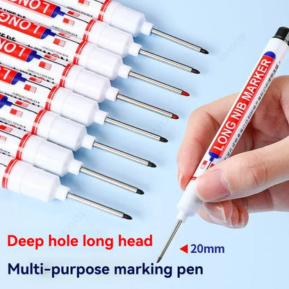 4Pcs/Set 20mm Deep Hole Long Nib Markers, Waterproof Permanent Pen for Metal, Drilling, Bathroom, Woodworking & Decoration, Multi-Purpose