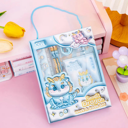 6-in-1 3D Cartoon Stationery Set, Portable Kids Learning Gift Box, Practical Study Supplies for Students
