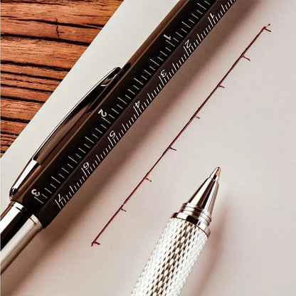 7-in-1 Multifunctional Ballpoint Pen with Practical Handheld Tools – Includes Measuring Ruler, Screwdriver, Touch Screen Stylus, and Spirit Level