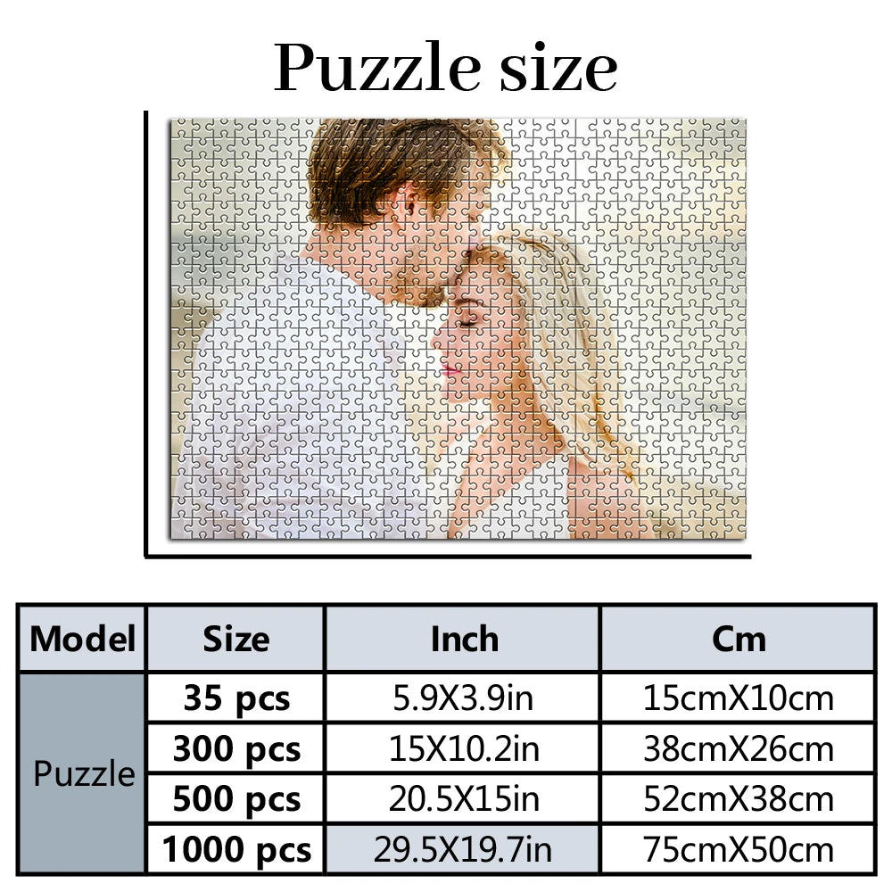 Personalized Custom Photo Puzzle – Custom Cardboard/Wooden Jigsaw Puzzles with 35/300/500/1000 Pieces, Creative Toys for Adults and Kids