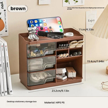 3-Drawer Desktop Organizer Caddy, Multifunctional Desk Storage with Pen Holder, Ideal for School, Home and Office Daily Supplies Organization