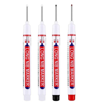 4Pcs/Set 20mm Deep Hole Long Nib Markers, Waterproof Permanent Pen for Metal, Drilling, Bathroom, Woodworking & Decoration, Multi-Purpose