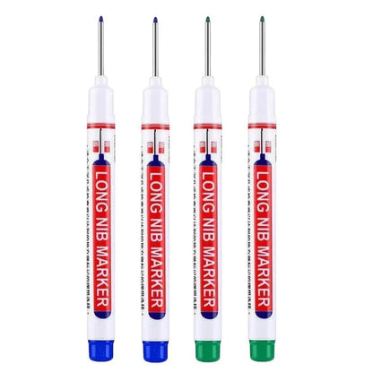 4Pcs/Set 20mm Deep Hole Long Nib Markers, Waterproof Permanent Pen for Metal, Drilling, Bathroom, Woodworking & Decoration, Multi-Purpose