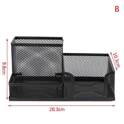 Creative Metal Desk Organizer, 3-Grid Pen Holder, Multifunctional Pencil & File Storage Rack, Practical Office Desktop Accessories