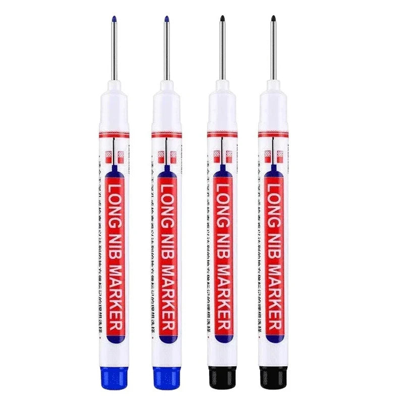 4Pcs/Set 20mm Deep Hole Long Nib Markers, Waterproof Permanent Pen for Metal, Drilling, Bathroom, Woodworking & Decoration, Multi-Purpose