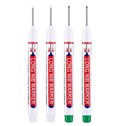 4Pcs/Set 20mm Deep Hole Long Nib Markers, Waterproof Permanent Pen for Metal, Drilling, Bathroom, Woodworking & Decoration, Multi-Purpose