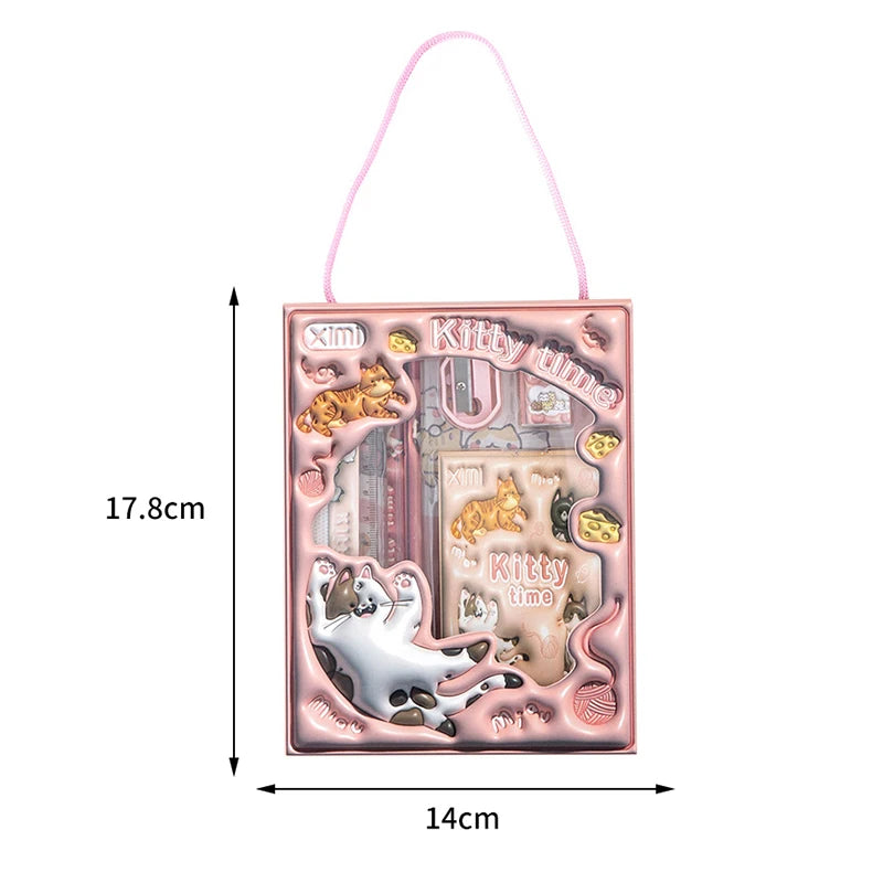 6-in-1 3D Cartoon Stationery Set, Portable Kids Learning Gift Box, Practical Study Supplies for Students