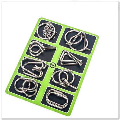 8Pcs/Set Metal Montessori Wire Puzzles, Brain Teaser Mind Games, Interactive Intelligence Toys for Kids & Adults, Stress Relief & Educational Gift