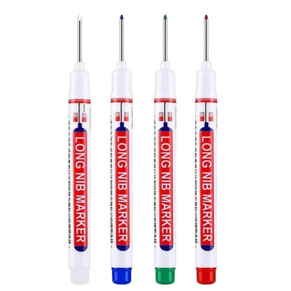 4Pcs/Set 20mm Deep Hole Long Nib Markers, Waterproof Permanent Pen for Metal, Drilling, Bathroom, Woodworking & Decoration, Multi-Purpose