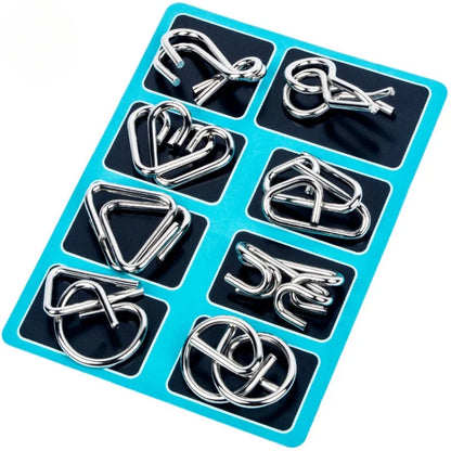 8Pcs/Set Metal Montessori Wire Puzzles, Brain Teaser Mind Games, Interactive Intelligence Toys for Kids & Adults, Stress Relief & Educational Gift