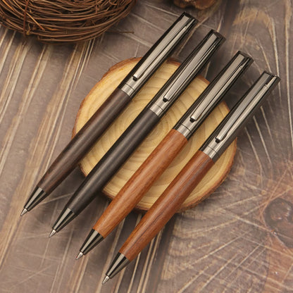 1 Set Premium Metal Ballpoint Pen with Wooden Barrel, Smooth Writing, High-End Design – Black Ink, Office Pen with Gift Case