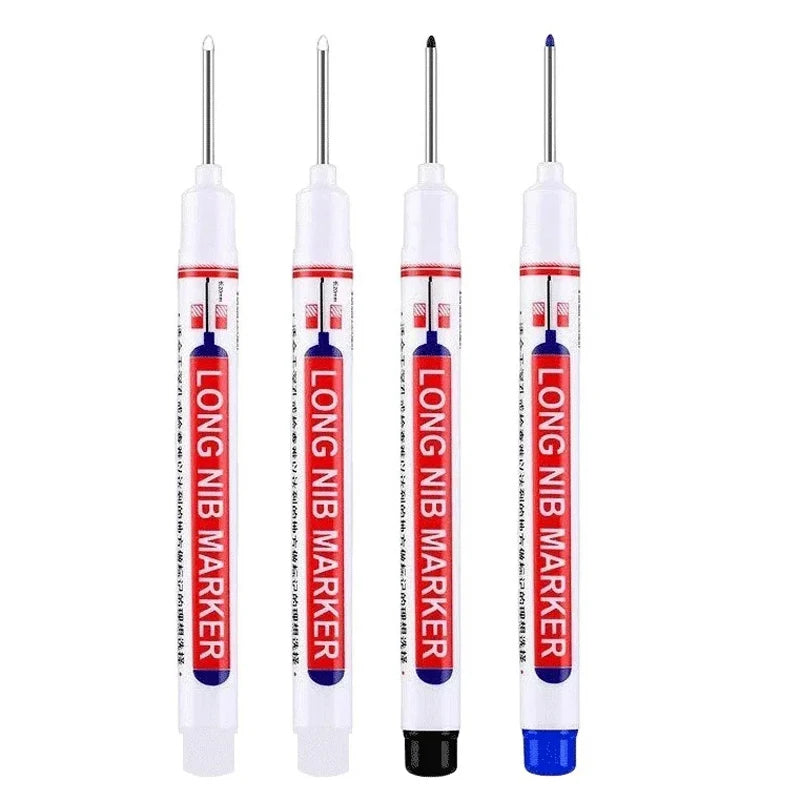 4Pcs/Set 20mm Deep Hole Long Nib Markers, Waterproof Permanent Pen for Metal, Drilling, Bathroom, Woodworking & Decoration, Multi-Purpose