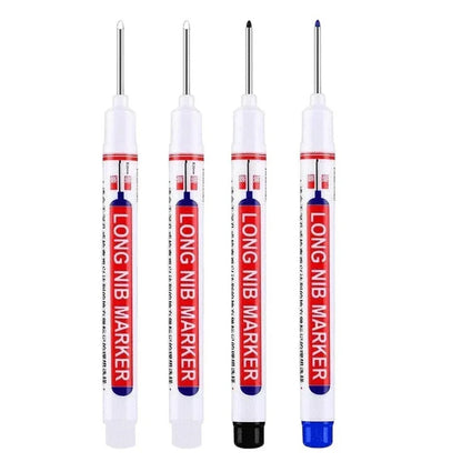 4Pcs/Set 20mm Deep Hole Long Nib Markers, Waterproof Permanent Pen for Metal, Drilling, Bathroom, Woodworking & Decoration, Multi-Purpose