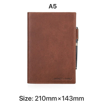 A5/B5 Genuine Leather Laptop Notebook Cover, Handmade with Pen Slot, Business & Office School Stationery