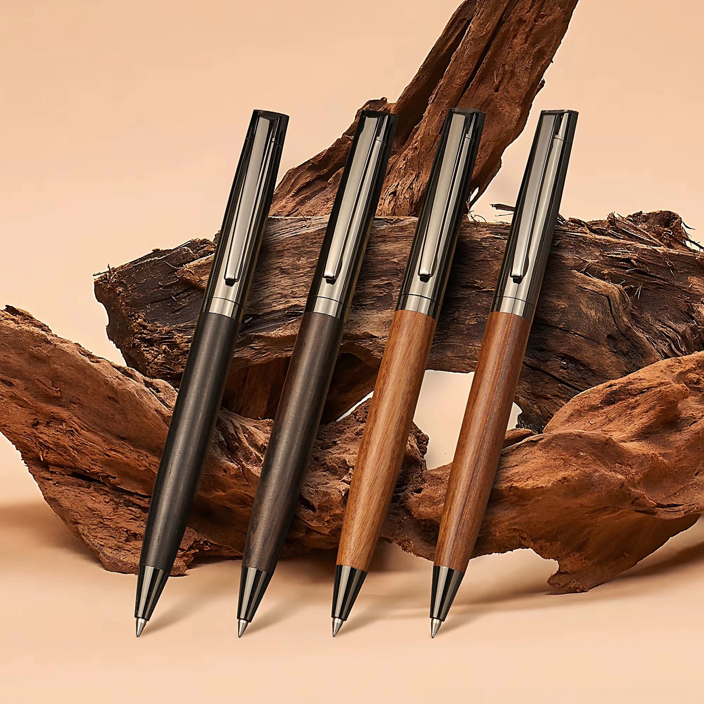 1 Set Premium Metal Ballpoint Pen with Wooden Barrel, Smooth Writing, High-End Design – Black Ink, Office Pen with Gift Case