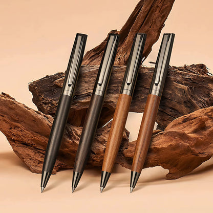 1 Set Premium Metal Ballpoint Pen with Wooden Barrel, Smooth Writing, High-End Design – Black Ink, Office Pen with Gift Case